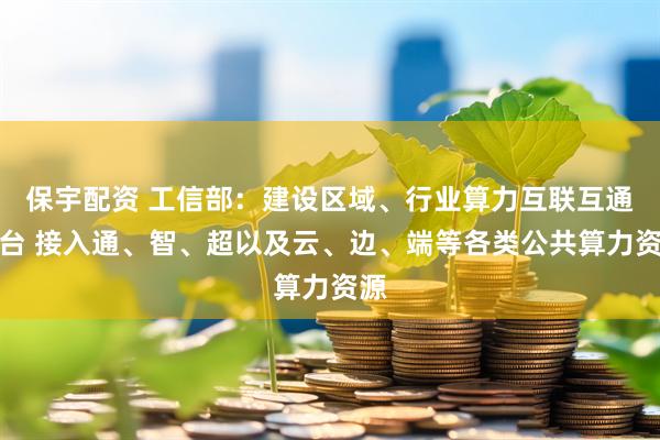 保宇配资 工信部：建设区域、行业算力互联互通平台 接入通、智、超以及云、边、端等各类公共算力资源