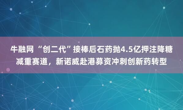 牛融网 “创二代”接棒后石药抛4.5亿押注降糖减重赛道，新诺威赴港募资冲刺创新药转型