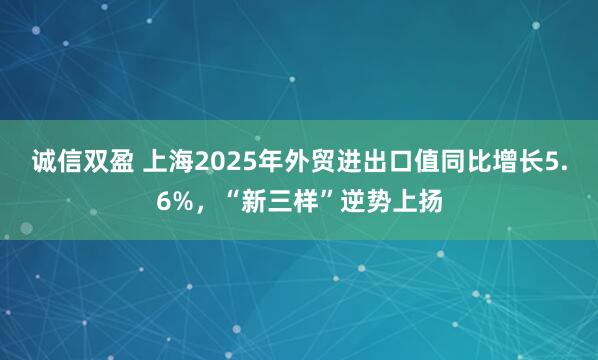 诚信双盈 上海2025年外贸进出口值同比增长5.6%，“新三样”逆势上扬
